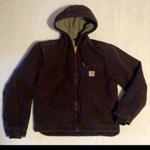 Carhartt Women's Sherpa Lined Sandstone Sierra Jacket In Deep Wine • XS